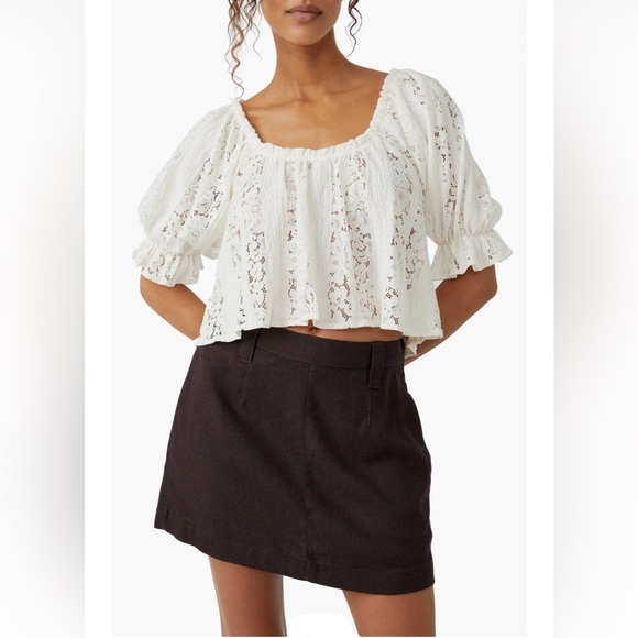 FREE PEOPLE Stacey Puff Sleeve Lace Top - Picture 2 of 12